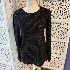 Michael Kors Black Studded Long Sleeve Top Sz M